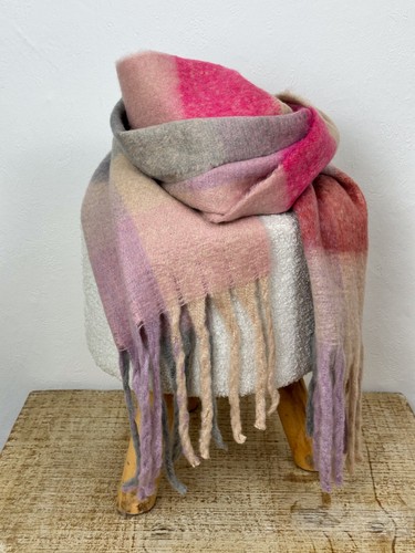 Kuschelschal kariert rosa - kuschelschal,